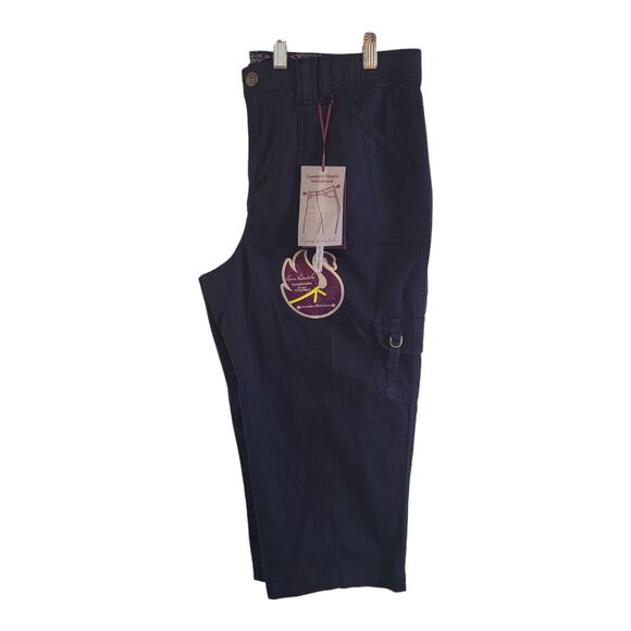 Gloria Vanderbilt Womens 12 Petite NEW Cargo Capri Pants Navy Blue Stretch Light - Picture 13 of 13